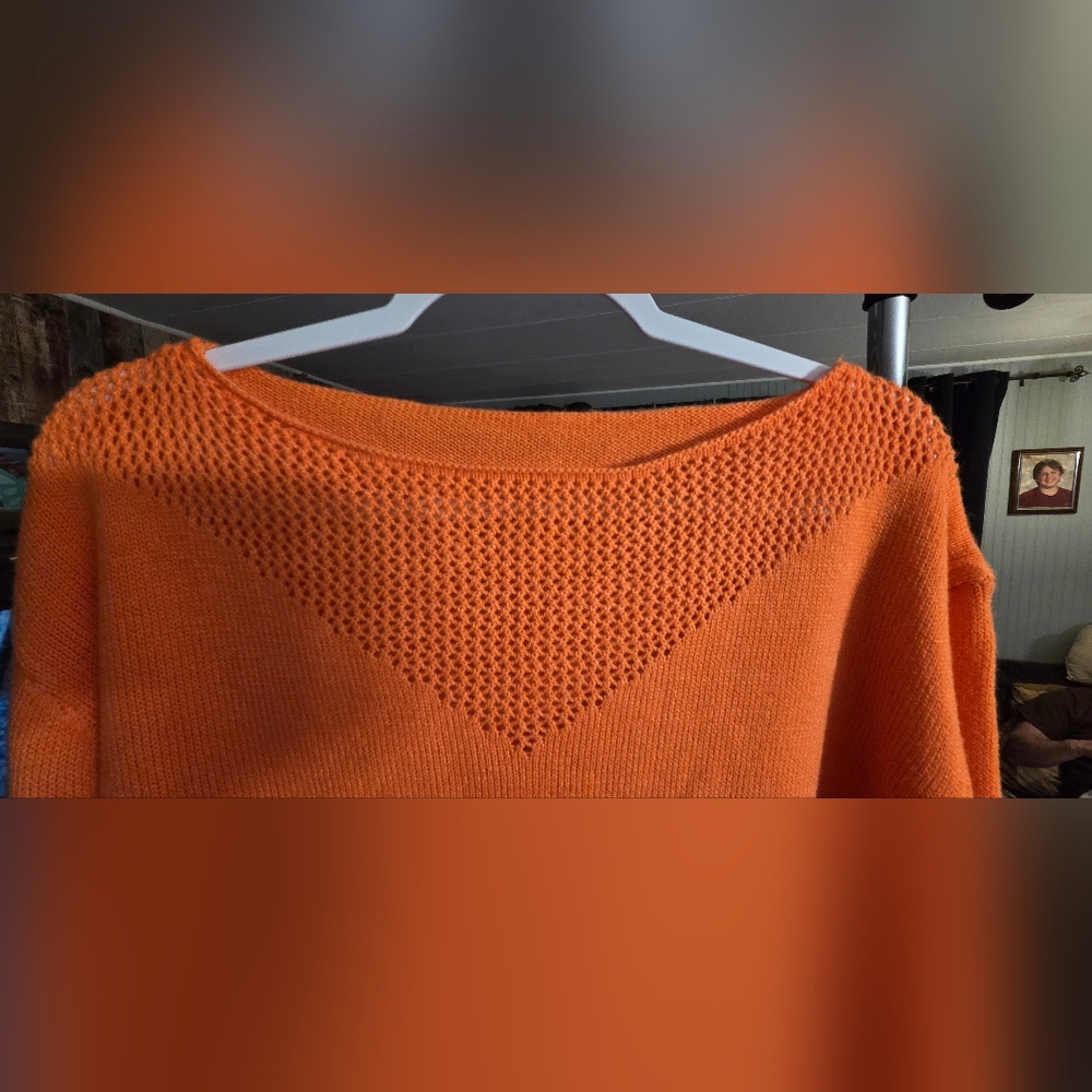 Vibrant Orange and Pink Women's Sweater - Picture 3 of 6